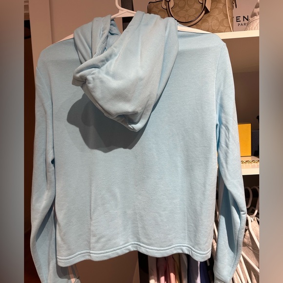 Adidas Originals 3 Stripe Baby Blue Hoodie - Picture 5 of 8